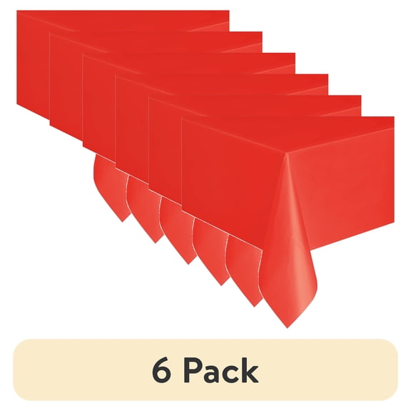(6 pack) 1CT 54 IN x 108IN Red Rectangular Plastic Table Covers by Way To Celebrate