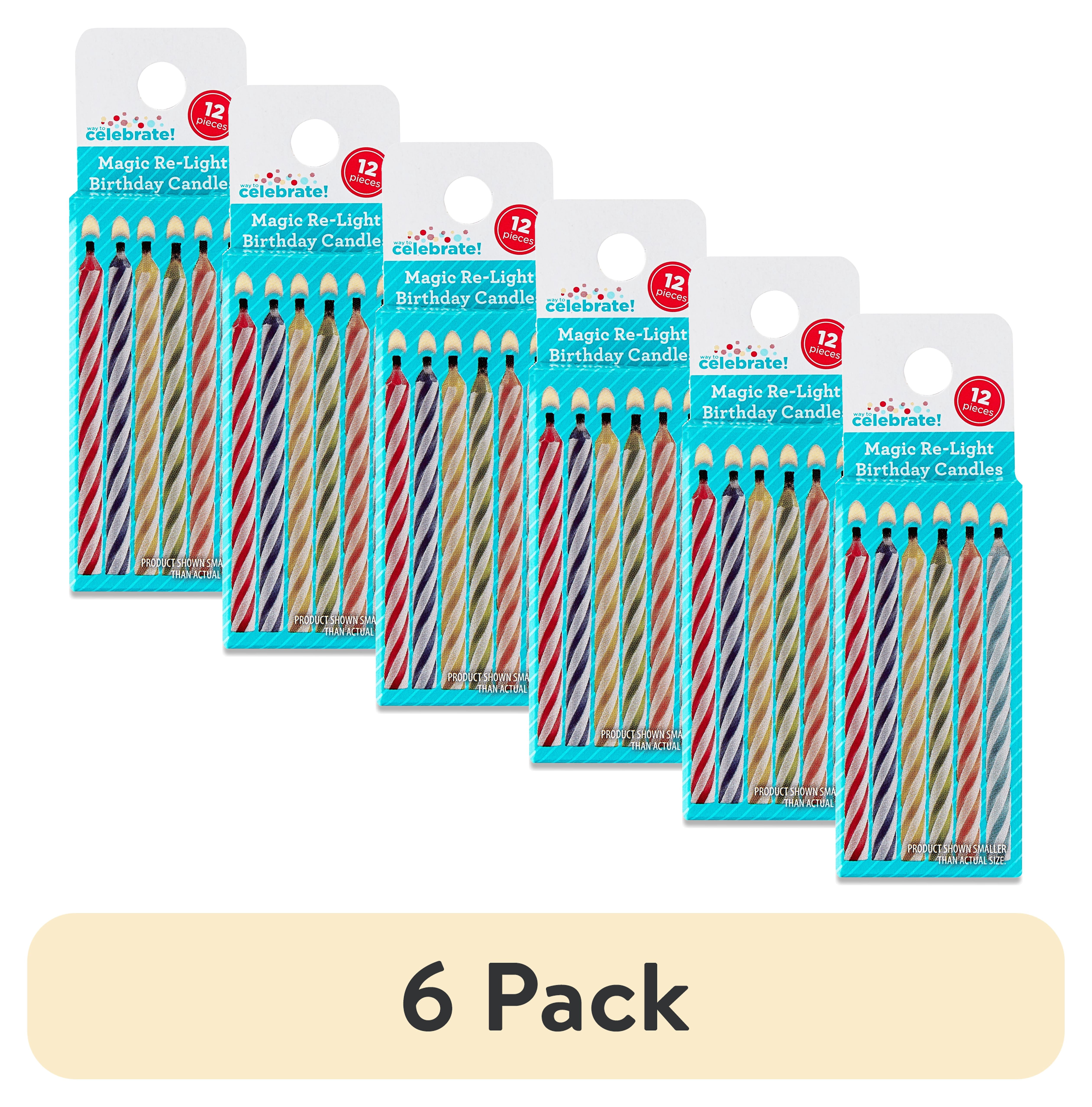 (6 pack) Multicolor Magic Re-Light Spiral Birthday Candles, 12 Count, by Way To Celebrate