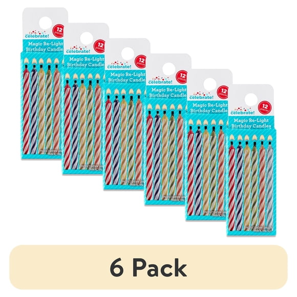 (6 pack) Multicolor Magic Re-Light Spiral Birthday Candles, 12 Count, by Way To Celebrate
