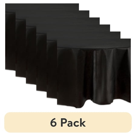 (6 pack) Round 84" Black Plastic Table Cover, by Way To Celebrate