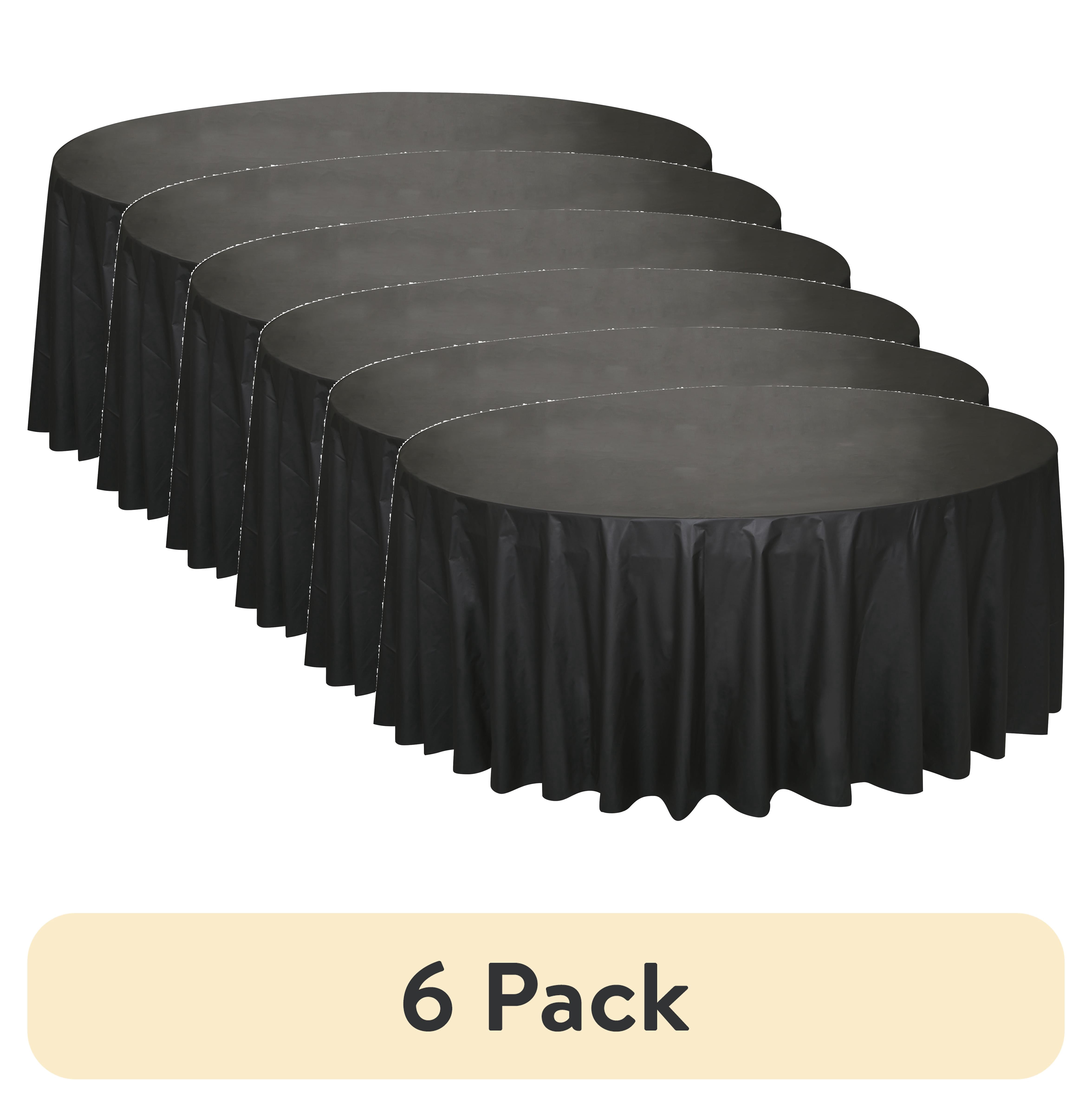 (6 pack) Way To Celebrate Round Plastic Table Cover, Black, 84 in, 1 Count