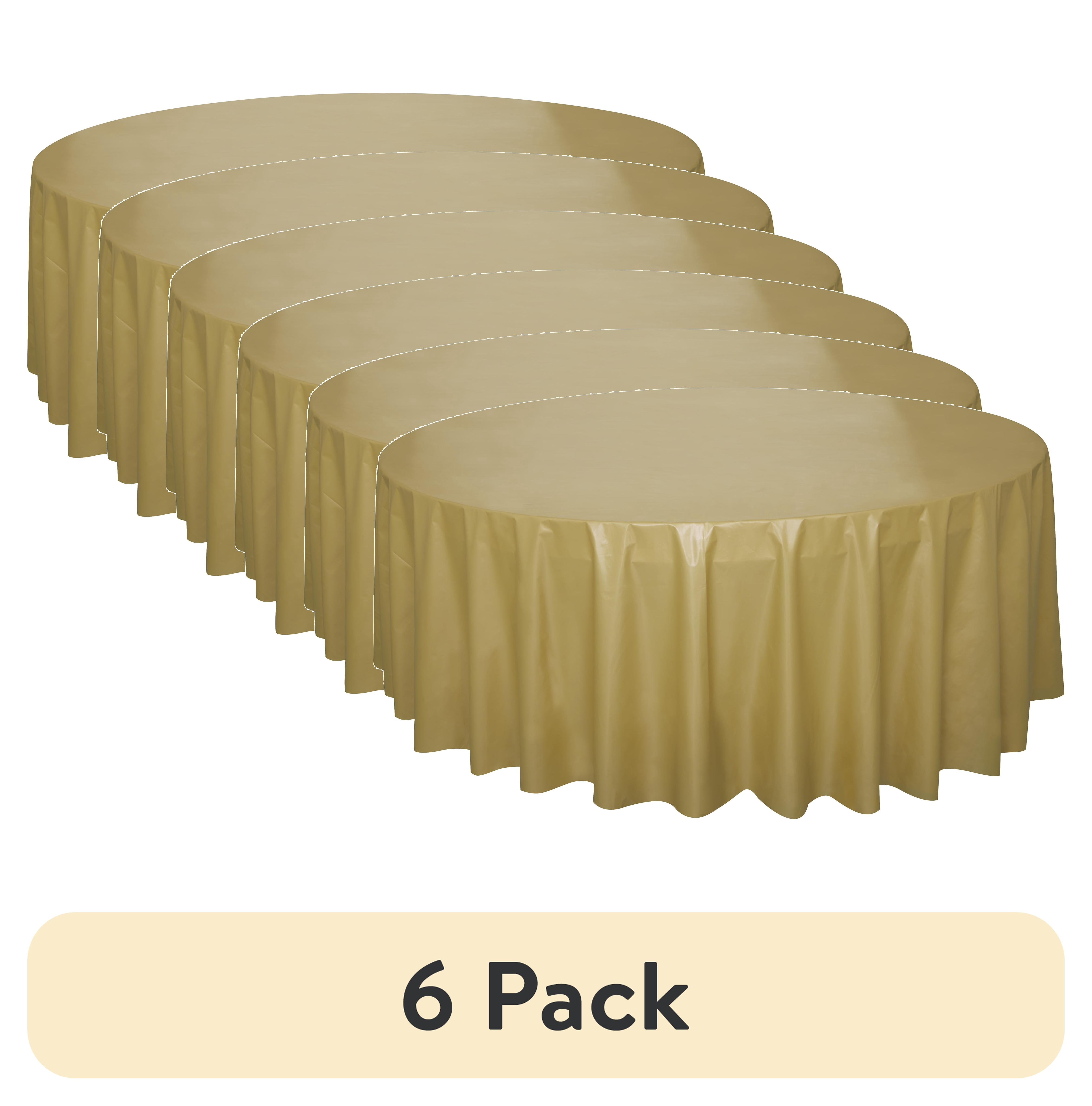 (6 pack) 1CT 84IN Gold Round Plastic Table Cover by Way To Celebrate