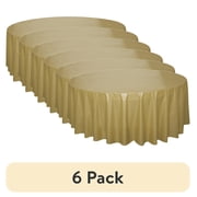 (6 pack) 1CT 84IN Gold Round Plastic Table Cover by Way To Celebrate