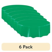 (6 pack) 1CT 84IN Green Round Plastic Table Cover by Way To Celebrate