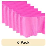 (6 pack) Round 84" Neon Pink Plastic Table Cover, by Way To Celebrate