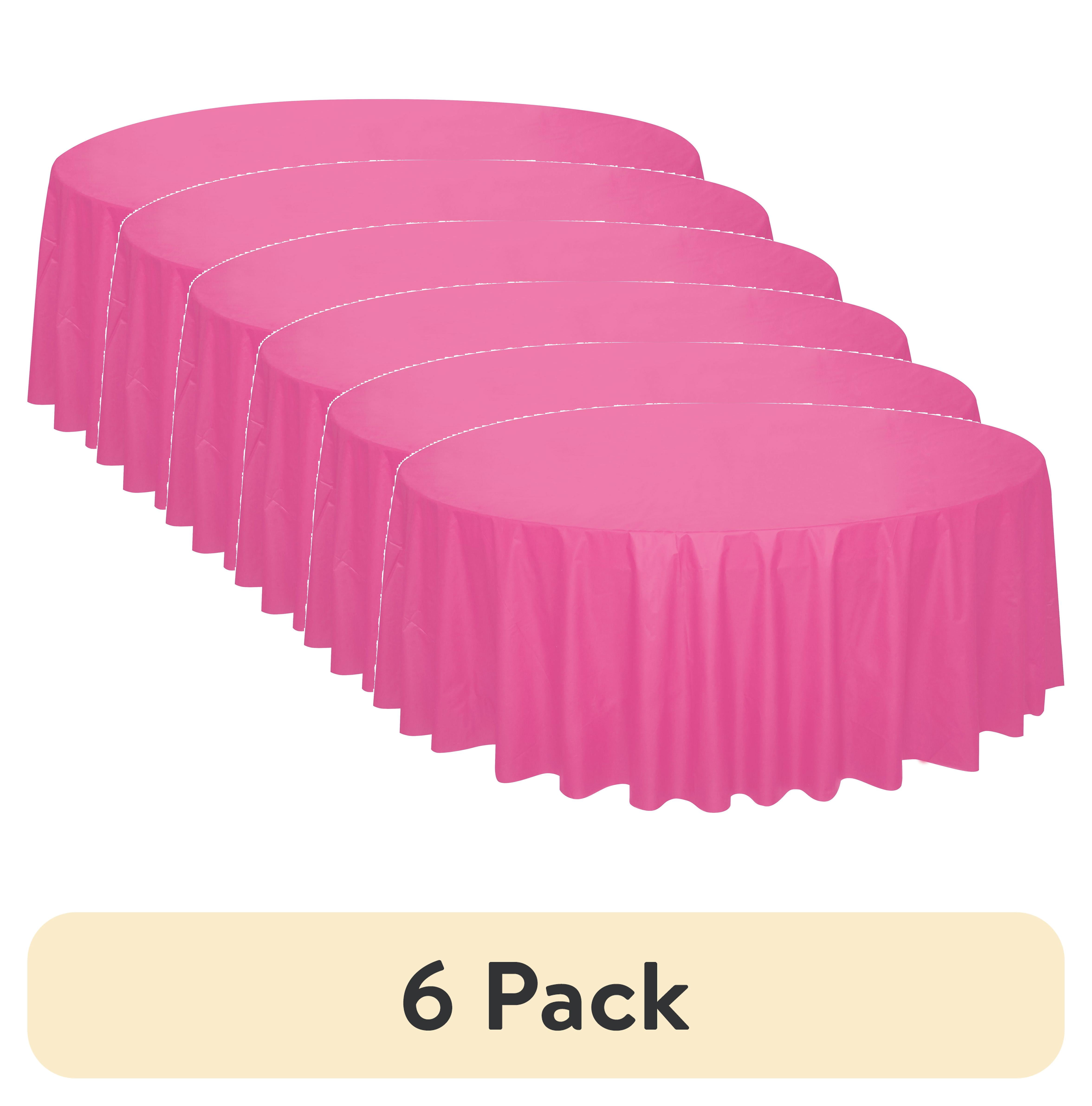 (6 pack) 1CT 84IN Pink Round Plastic Table Cover by Way To Celebrate
