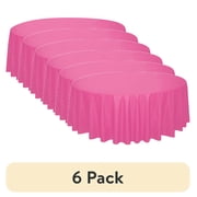 (6 pack) 1CT 84IN Pink Round Plastic Table Cover by Way To Celebrate