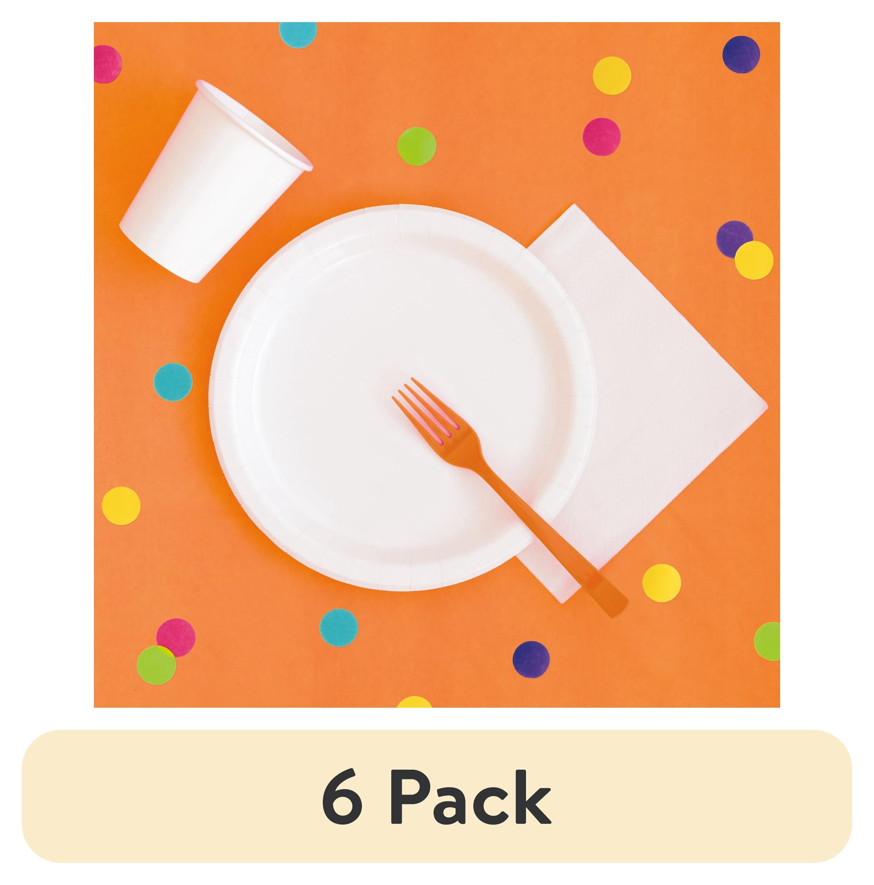 (6 pack) 1CT 84IN Orange Round Plastic Table Cover by Way To Celebrate