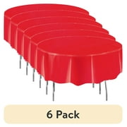 (6 pack) Round 84" Red Plastic Table Cover, by Way To Celebrate