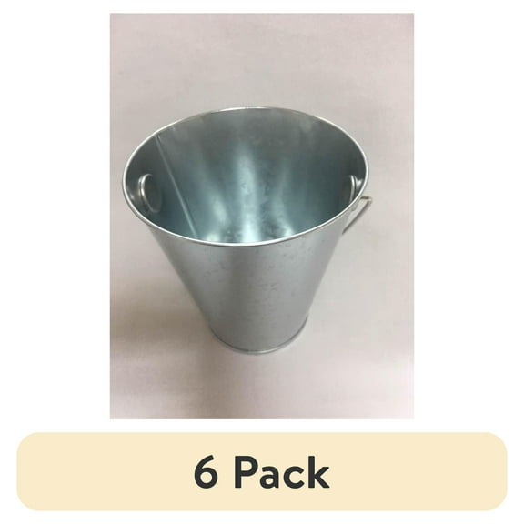 (6 pack) Silver Tin Pail with Handle, 4.6", by Way To Celebrate Party Favors