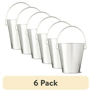 6 pack Silver Tin Pail with Handle, 4.6, by Way To Celebrate Party Favors
