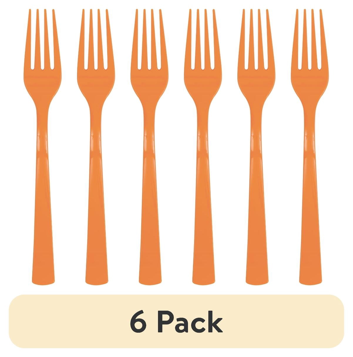 (6 pack) 24CT Orange Disposable Plastic Forks by Way To Celebrate