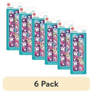 (6 pack) Multi-Color Unicorn Slap Ruler Bracelet Party Favors, 4 Count, by Way To Celebrate