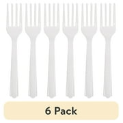 (6 pack) Disposable Plastic Forks, White, 24 Count, by Way To Celebrate