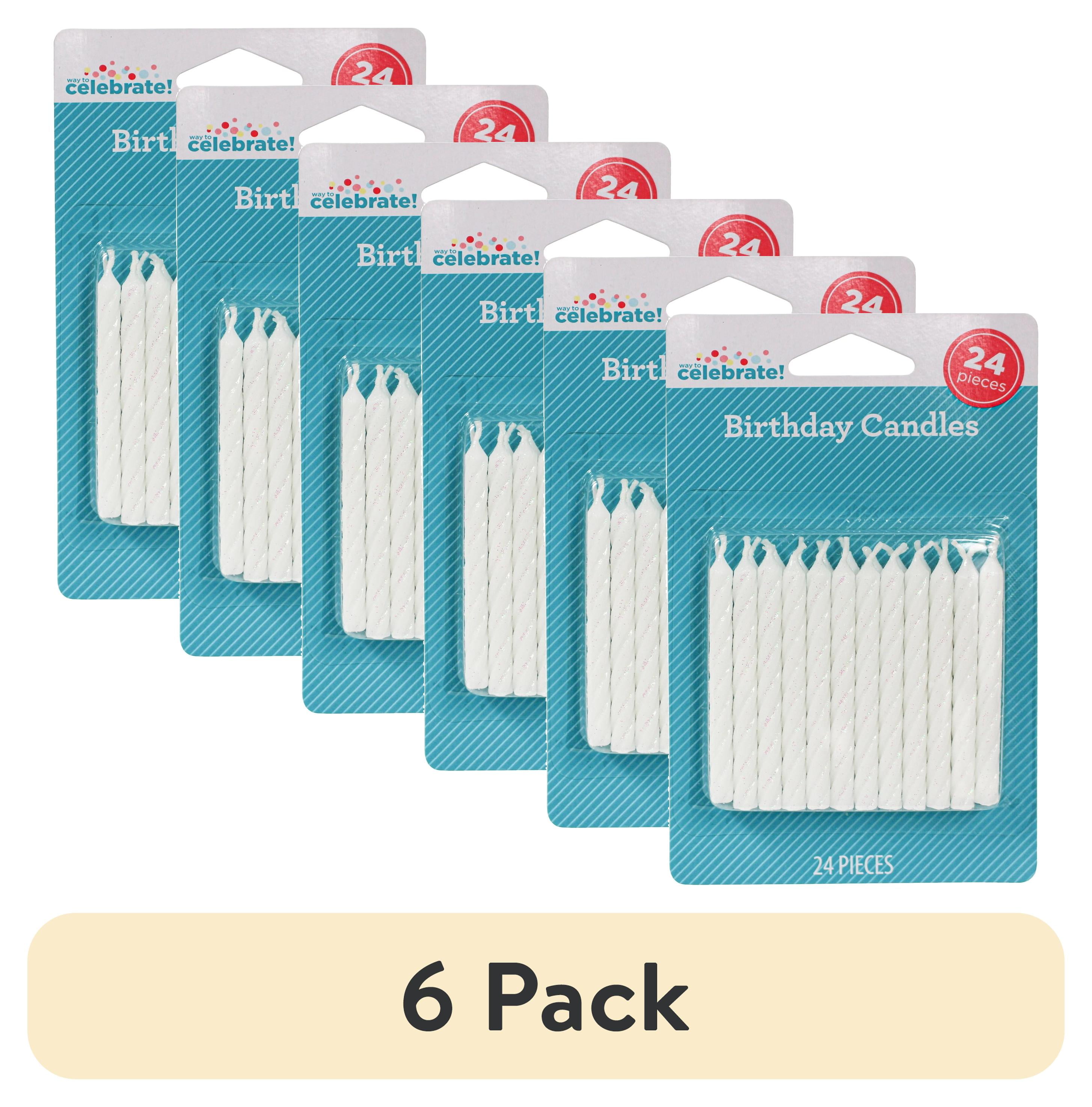 (6 pack) White Glitter Spiral Birthday Candles, 24 Count, by Way To Celebrate