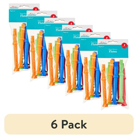 (6 pack) 8 Count, Multicolor, Flutes, Party Favors, by Way To Celebrate