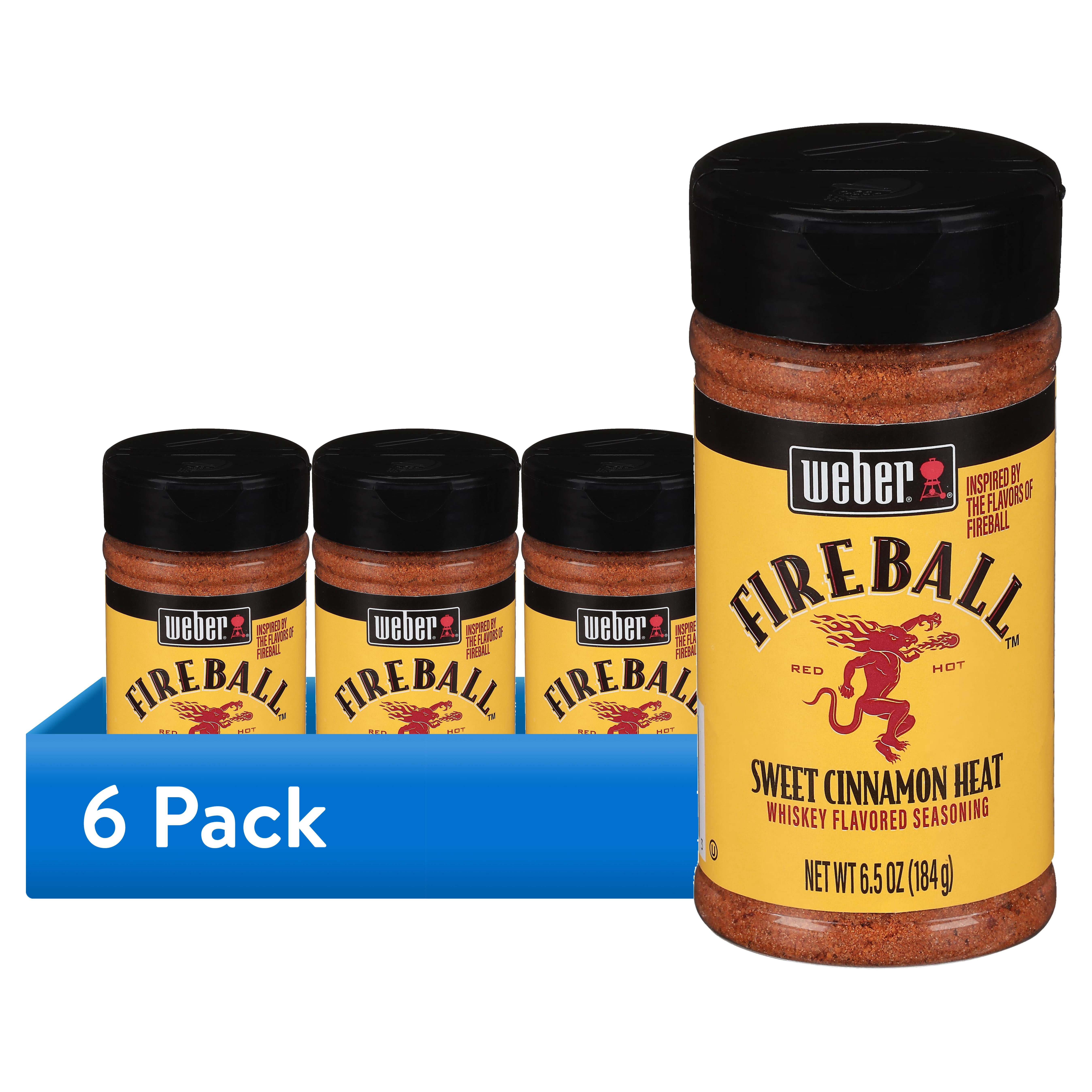 (6 pack) Weber Fireball Sweet Cinnamon Heat Whiskey Flavored Seasoning, 6.5 oz