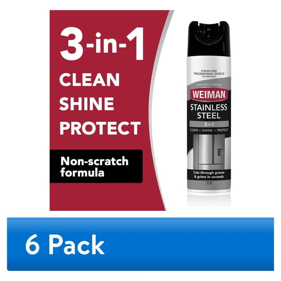 (6 pack) Weiman Stainless Steel Cleaner & Polish Spray for Kitchen and Home Appliances, 12 oz, Floral Scent