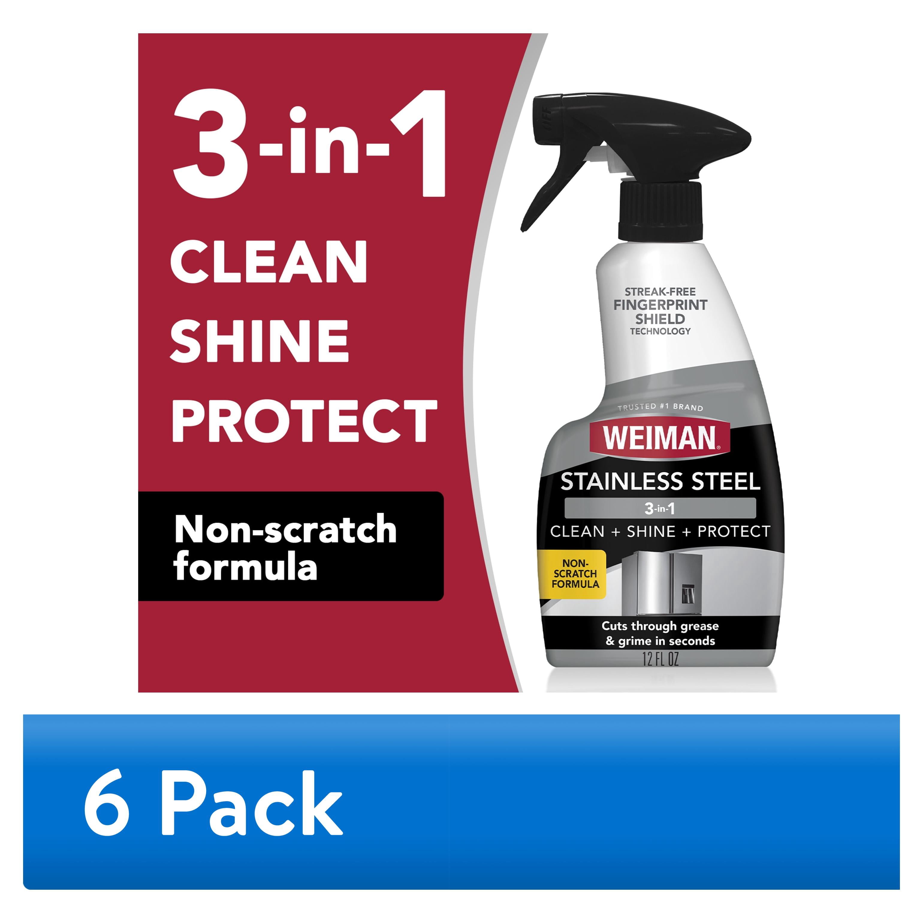 (6 pack) Weiman Stainless Steel Cleaner & Polish Trigger Spray, 12 fl oz
