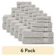 thumbnail image 1 of (6 pack) WelHome 100% Cotton 6-Piece Ultra SOFT TWIST Towel Set, 600 GSM, 2 Bath Towels 30" x 54", 2 Hand Towels, 2 Washcloths, Highly Absorbent, Bathroom Towel For Everyday Use, Light Gray, 1 of 12