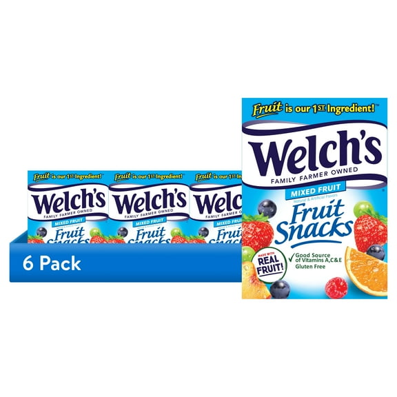 (6 pack) (6 pack) (6 pack) Welch's Fruit Snacks Gluten-Free Mixed Fruit Soft Fruit Snacks, .8 oz, 22 count