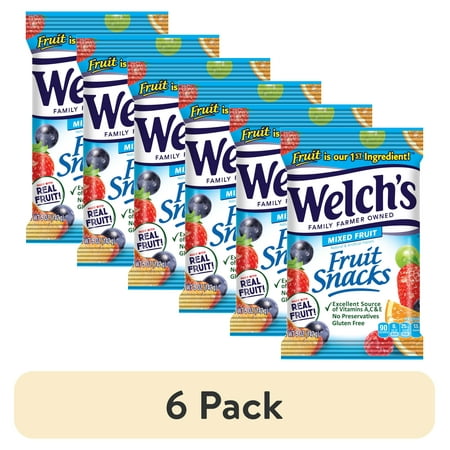 (6 pack) Welch's Fruit Snacks Gluten-Free Mixed Fruit Soft Fruit Snacks, 5 oz