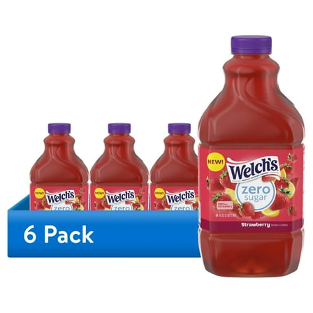 (6 pack) Welch's Strawberry Zero Sugar Drink, 64 fl oz Bottle