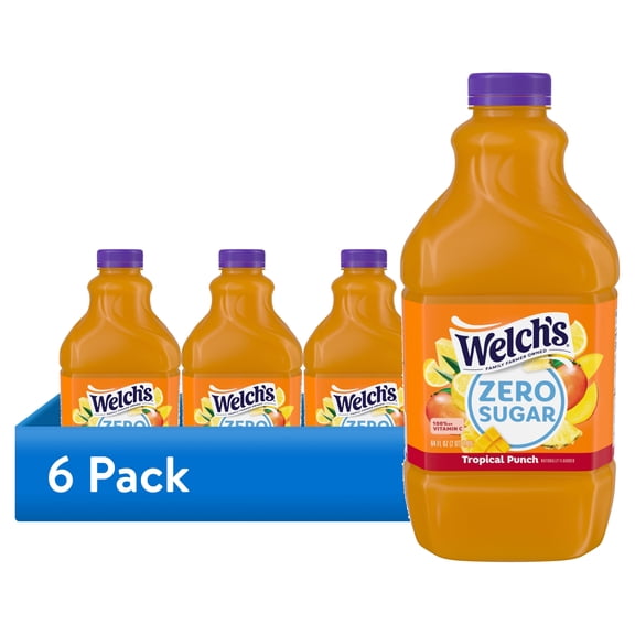 (6 pack) Welch's Tropical Punch Zero Sugar Drink, 64 fl oz Bottle