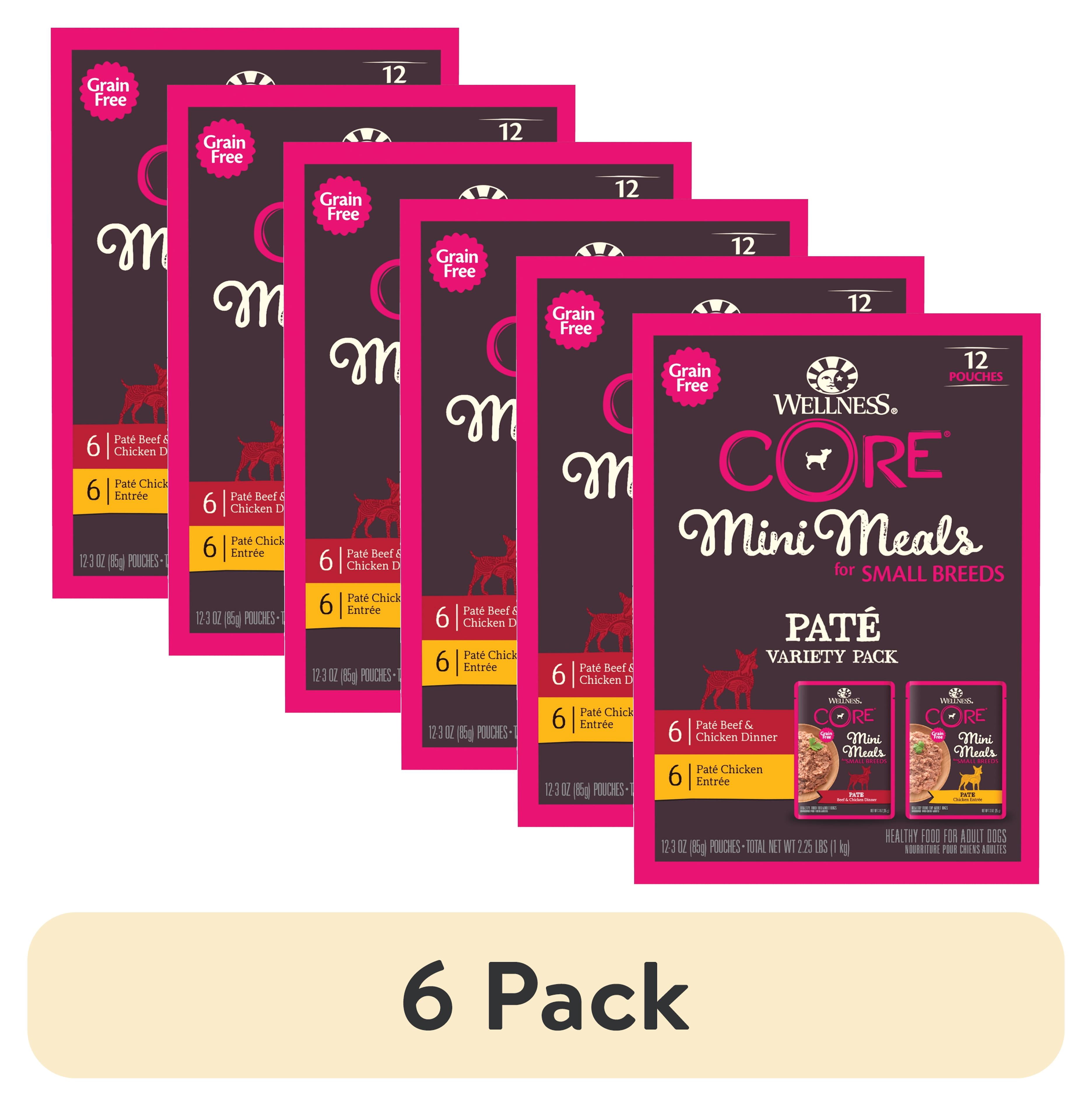 (6 pack) Wellness CORE Small Breed Mini Meals Pate Variety Pack Adult Wet Dog Food, Grain Free, Natural, 3 oz, Pack of 12