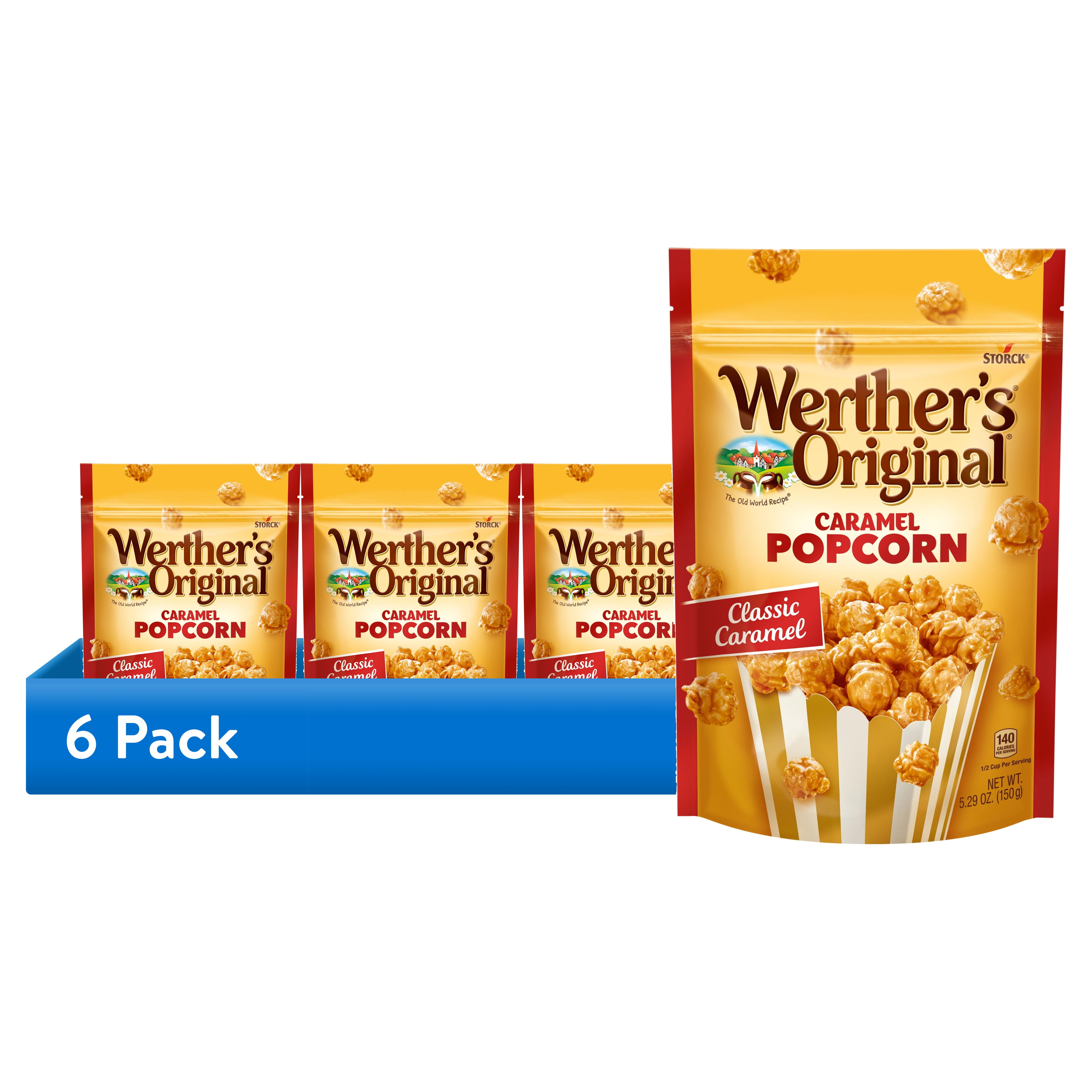(6 pack) Werther's Original Caramel Popcorn, Classic Caramel, 5.29 oz