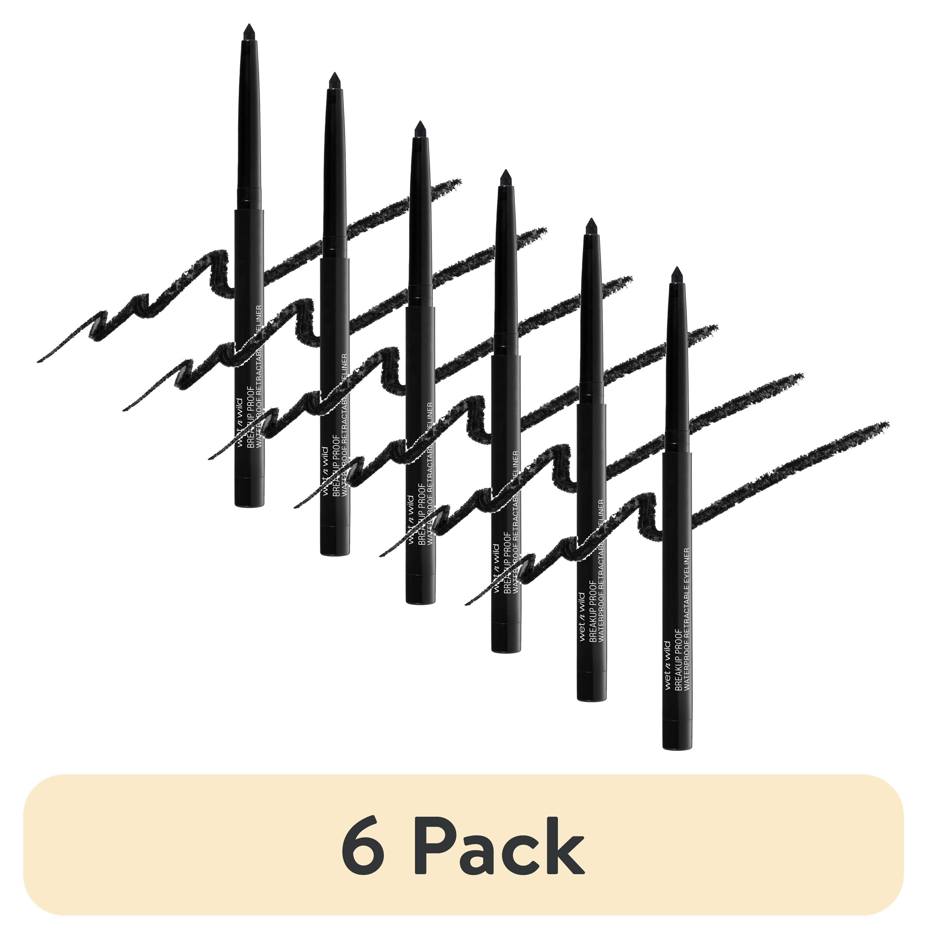 (6 pack) Wet n Wild Mega Last Breakup Proof Retractable Eyeliner Pencil, Black, 0.01 oz