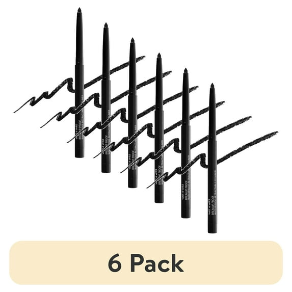 (6 pack) Wet n Wild Mega Last Breakup Proof Retractable Eyeliner Pencil, Black, 0.01 oz