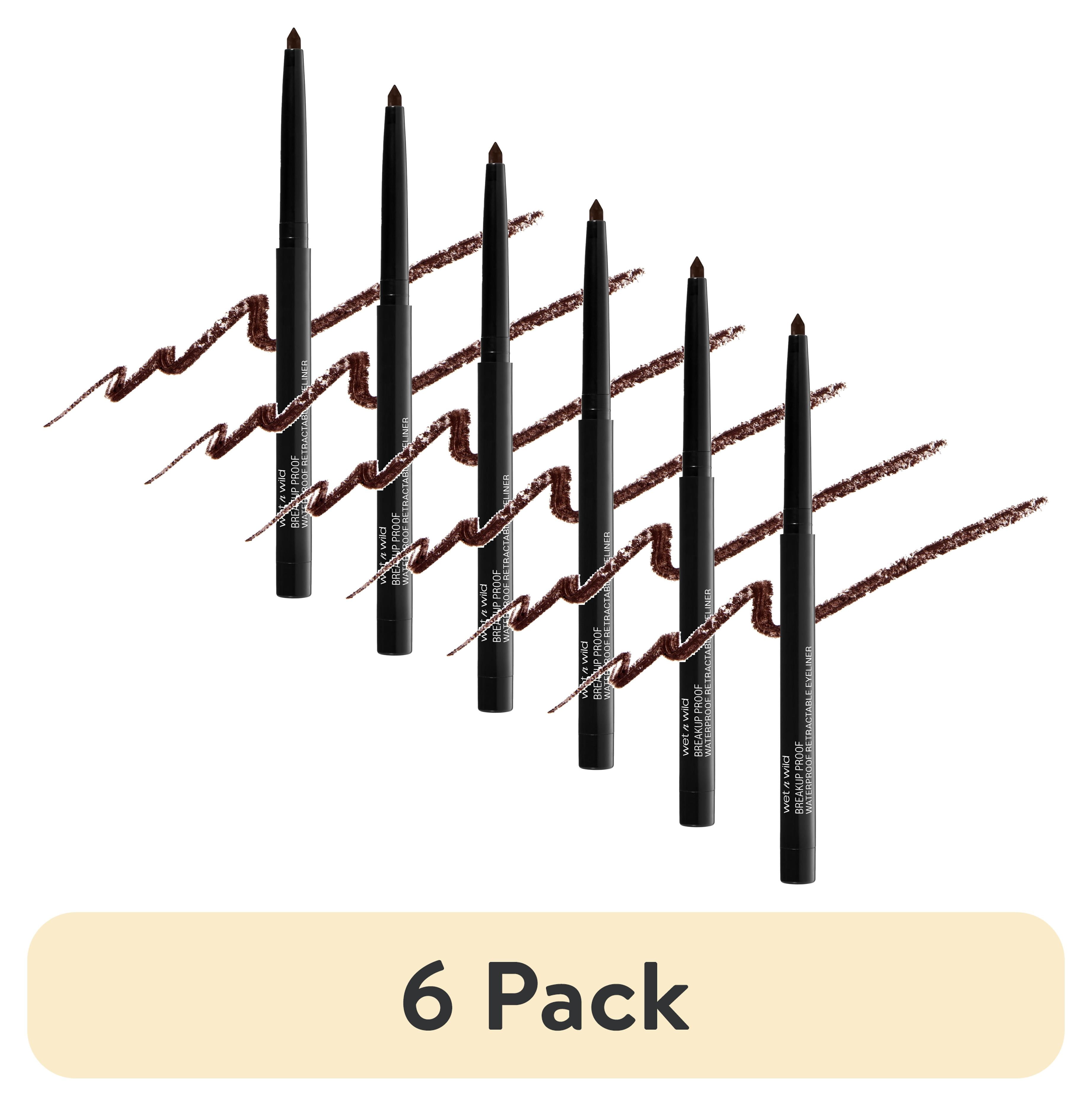 (6 pack) Wet n Wild Breakup-Proof Retractable Eyeliner Pencil, Waterproof, Black Brown