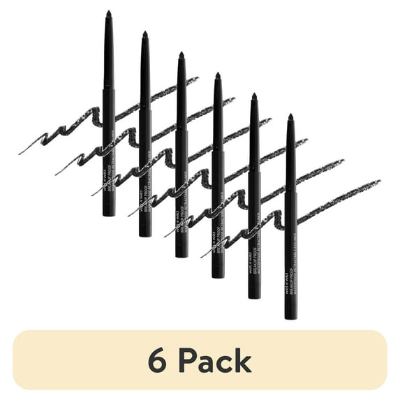 (6 pack) Wet n Wild Mega Last Breakup Proof, Long Lasting (16hr) Retractable Waterproof Gel Eyeliner, Blackest Black, 0.01 oz