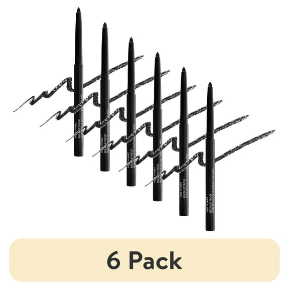 (6 pack) Wet n Wild Mega Last Breakup Proof, Long Lasting (16hr) Retractable Waterproof Gel Eyeliner, Blackest Black, 0.01 oz