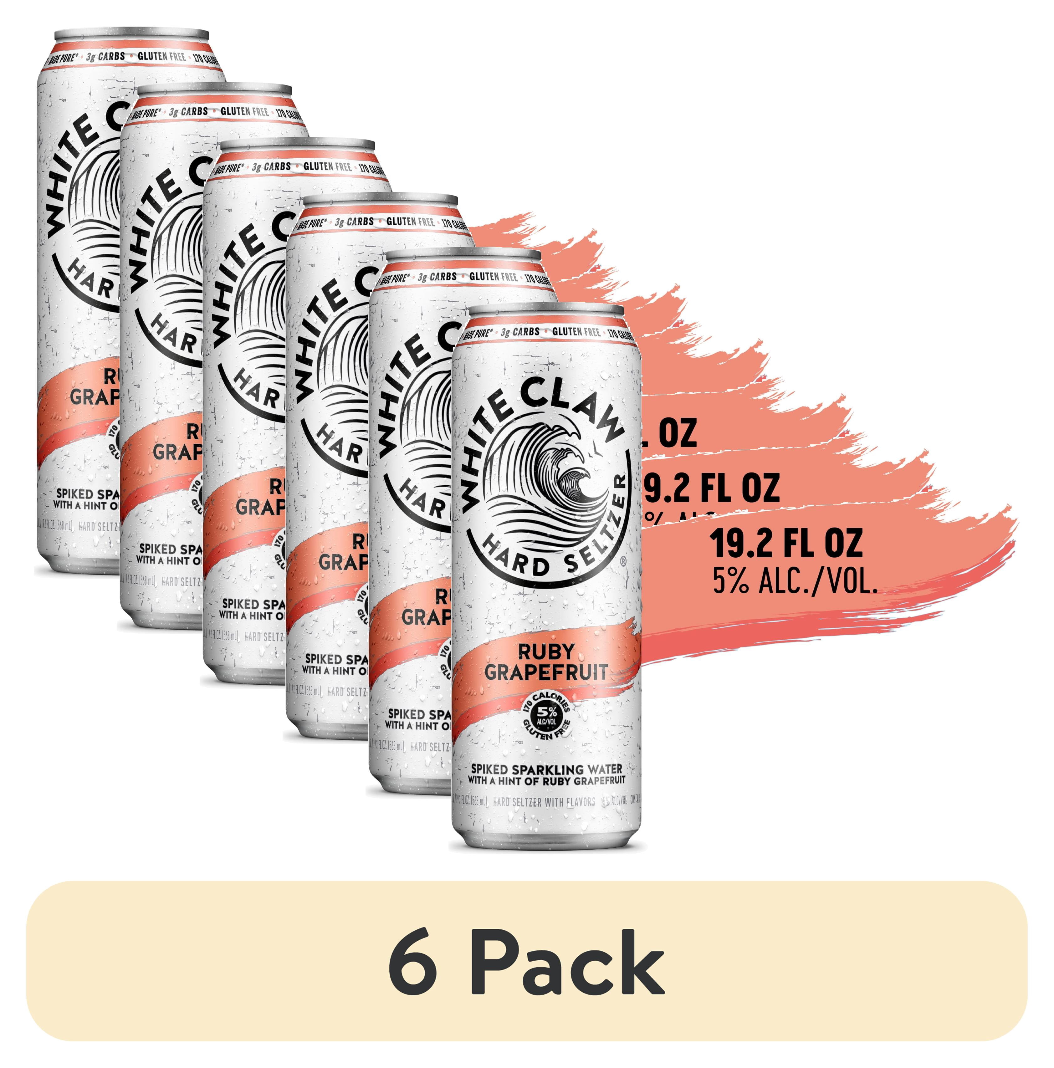 (6 pack) White Claw Hard Seltzer Ruby Grapefruit, 19.2 fl oz Can, 5% ABV