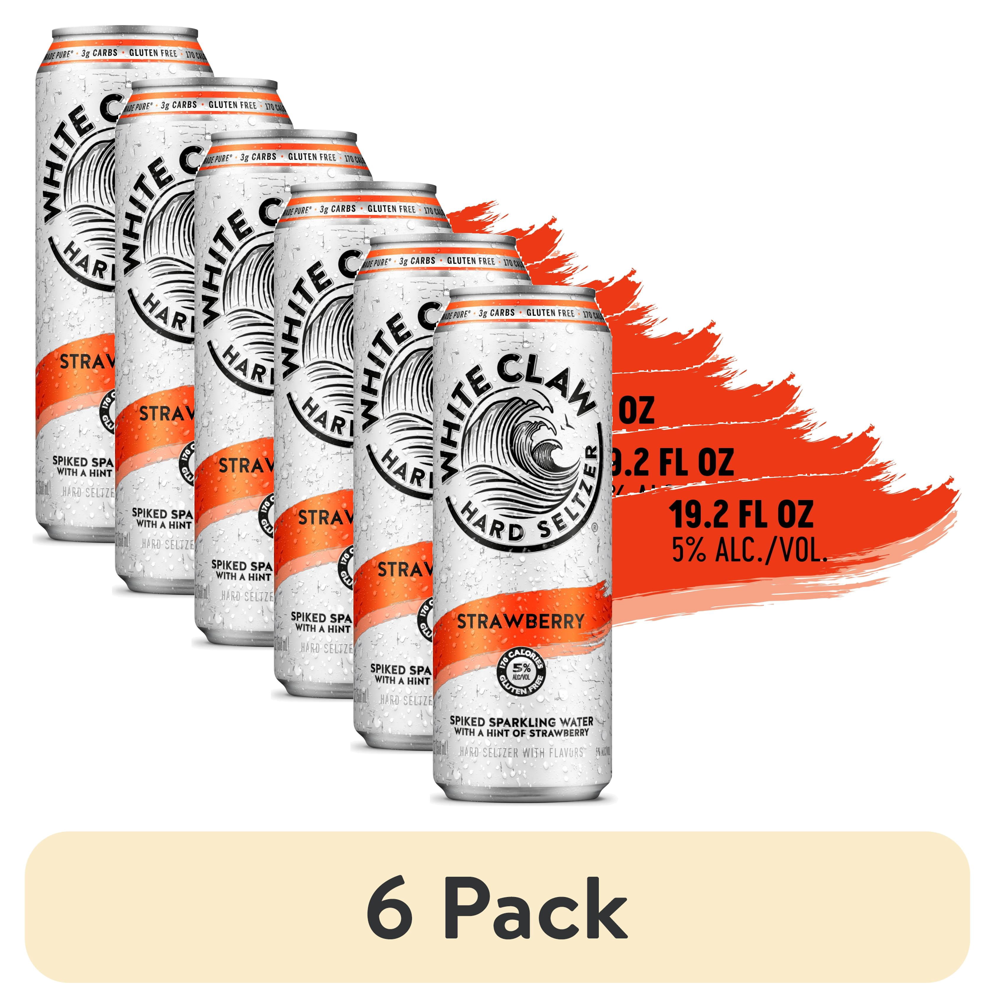 (6 pack) White Claw Hard Seltzer Strawberry, 19.2 fl oz Can, 5% ABV