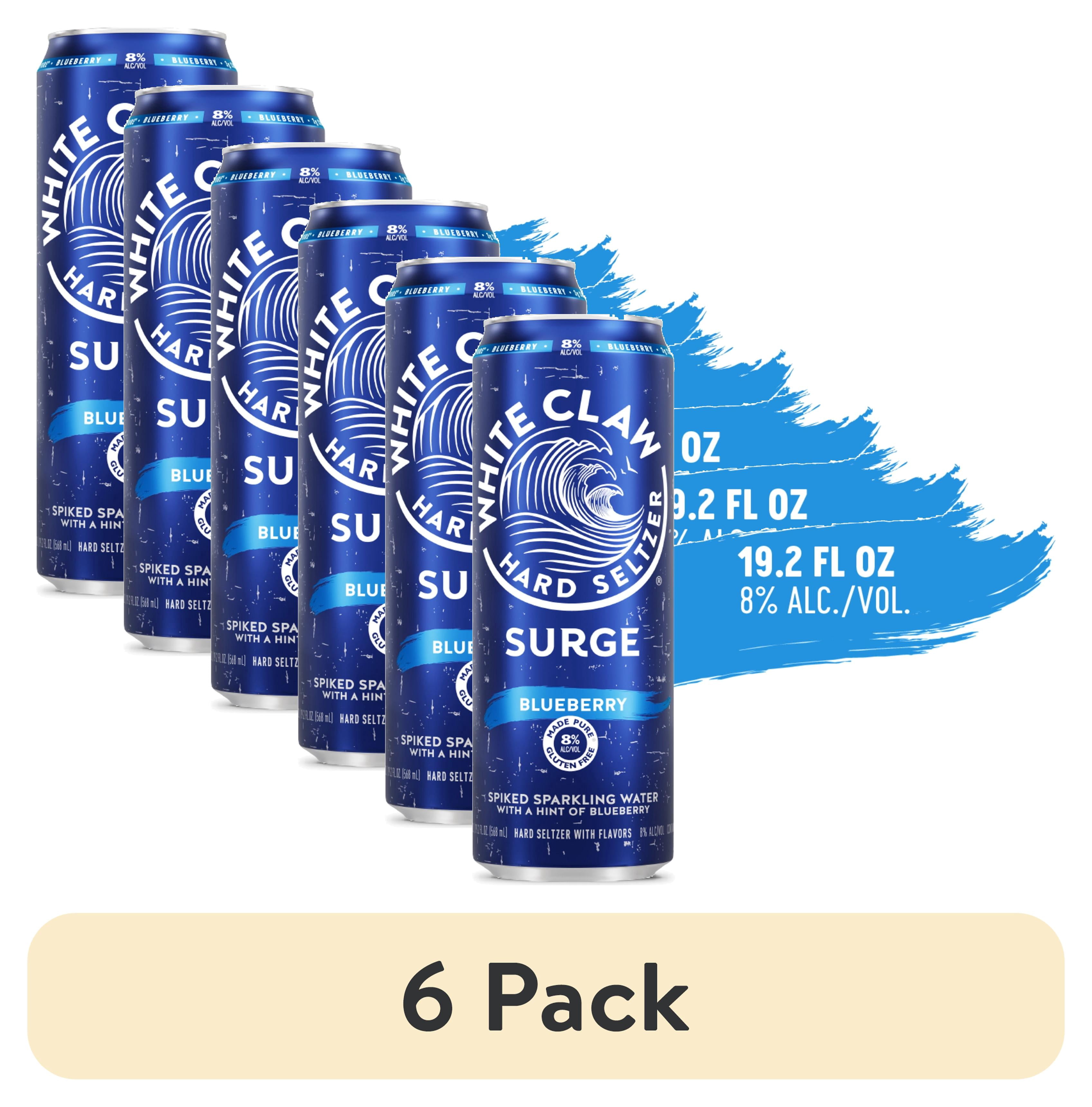 (6 pack) White Claw Surge Hard Seltzer Blueberry, 19.2 fl oz Can, 8% ABV