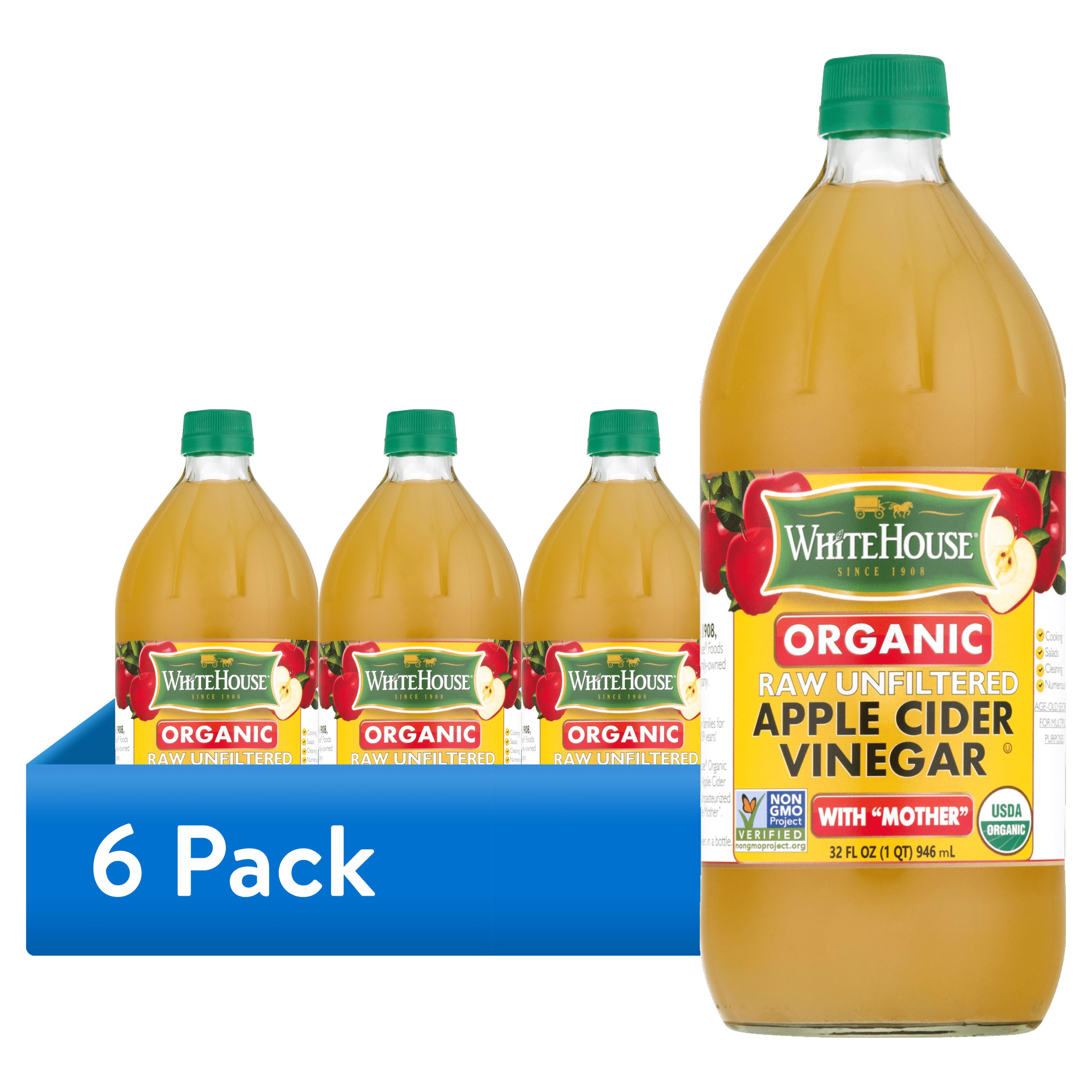 (6 pack) White House Organic Apple Cider Vinegar, Raw & Unfiltered, 32 Fl Oz