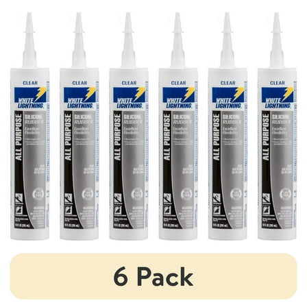 (6 pack) White Lightning Silicone Sealant,Clear,Silicone Rubber W11121010