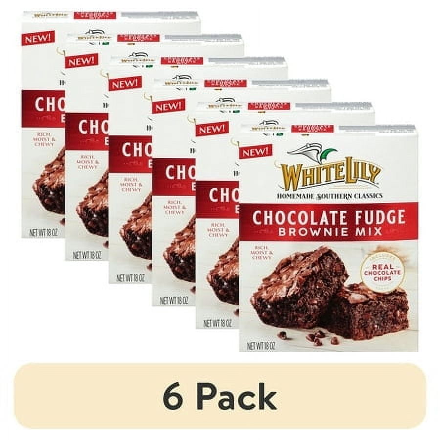 (6 pack) White Lily Chocolate Fudge Brownie Mix, 18 oz Box