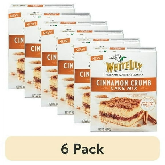 (6 pack) White Lily Cinnamon Crumb Cake Mix, 20.35 OZ Box