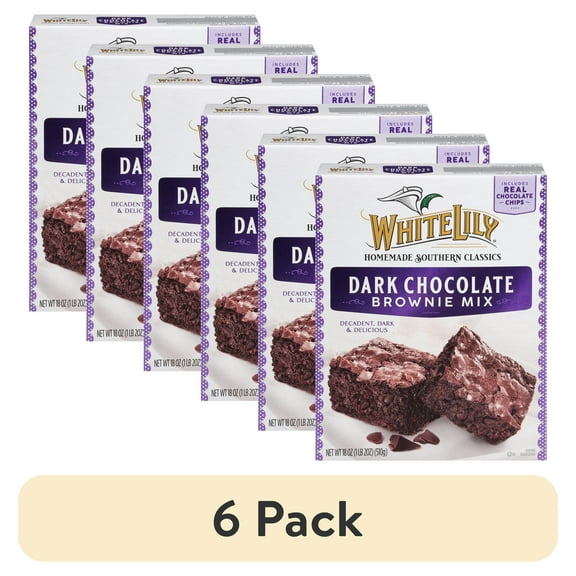 (6 pack) White Lily Dark Chocolate Brownie Mix, 18 oz Box
