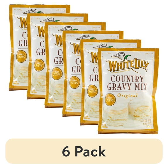 (6 pack) White Lily Original Country Gravy Mix, 2.25 oz Envelope
