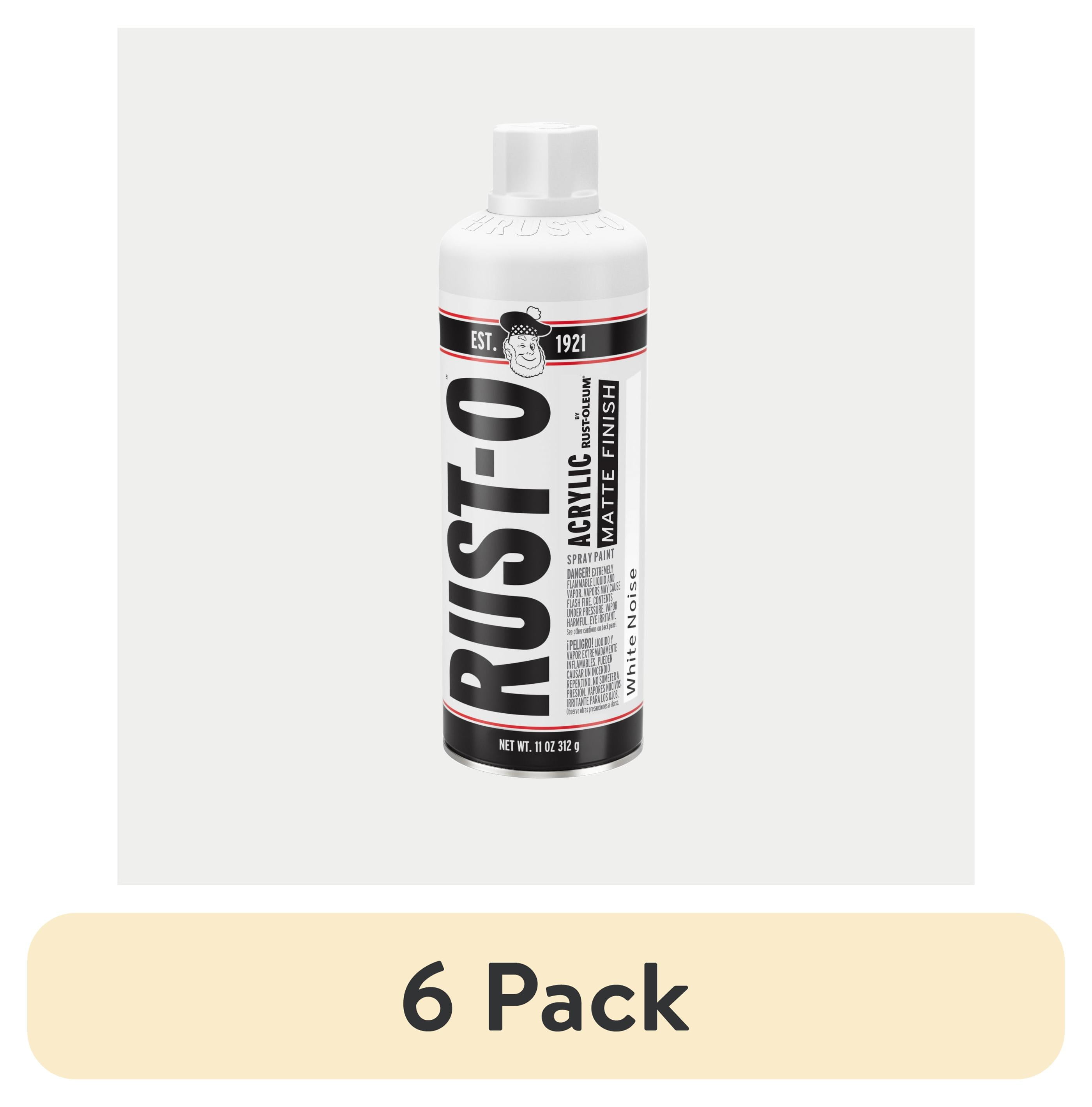 (6 pack) White Noise, Rust-Oleum, Acrylic Matte Spray Paint-392198, 11 oz