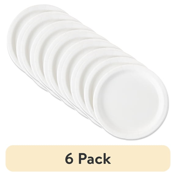 (6 pack) Disposable Paper Plates, 9", White, 20 Count, by Way To Celebrate