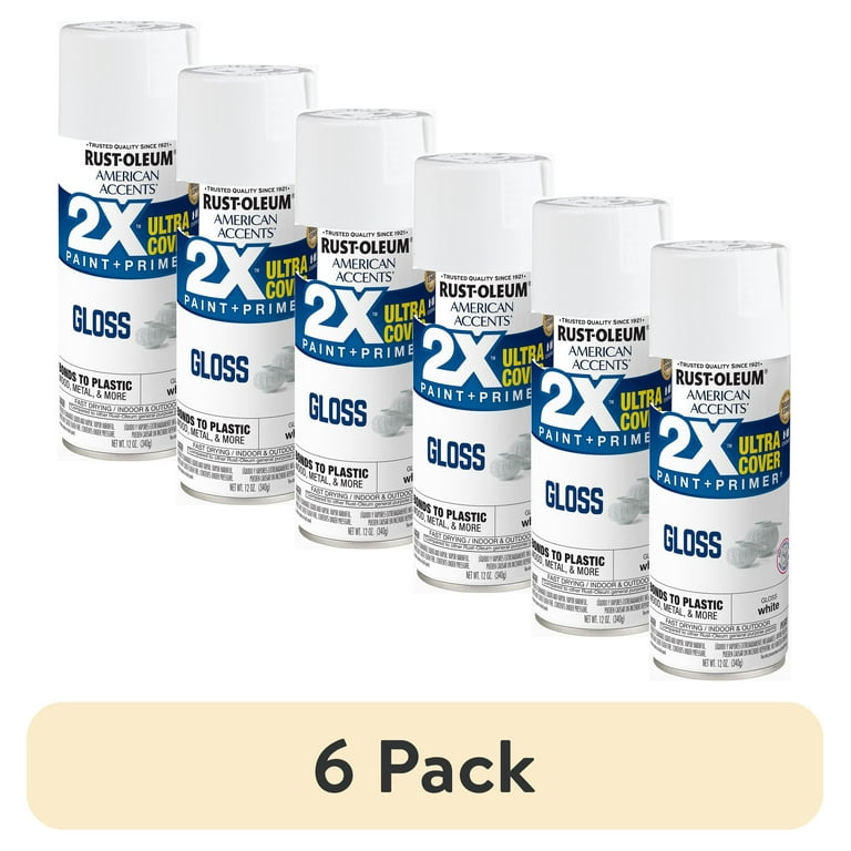 6 pack) White, Rust-Oleum American Accents 2X Ultra Cover Gloss
