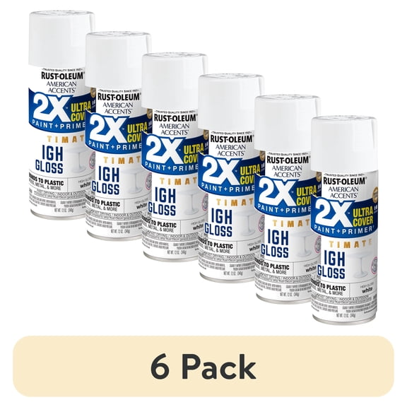 (3 Pack) Rust-Oleum American Accents Ultra Cover 2X Ultimate High Gloss White Spray Paint and Primer in 1, 12 oz
