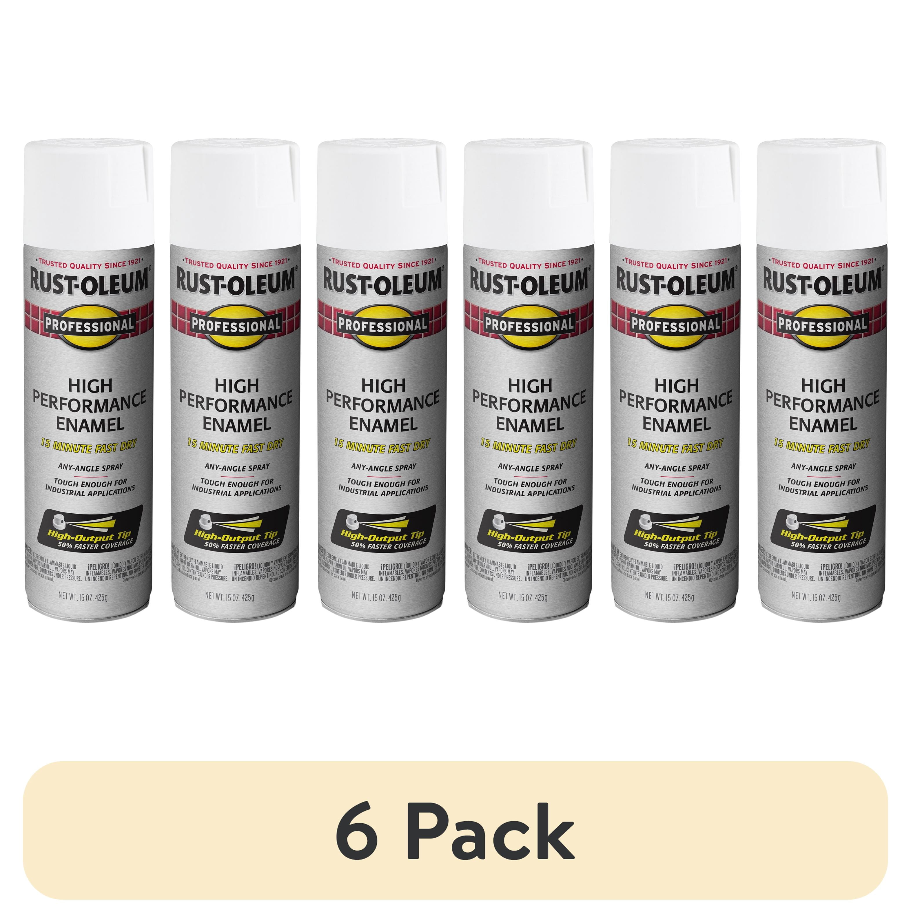 (6 pack) White, Rust-Oleum Professional High Performance Enamel Semi-Gloss Spray Paint-239108, 15 oz