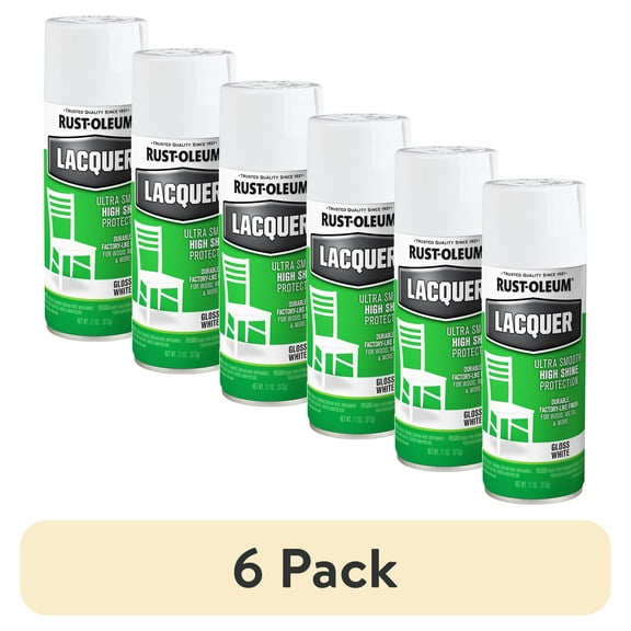 (6 pack) White, Rust-Oleum Specialty Gloss Lacquer Spray Paint- 12 oz